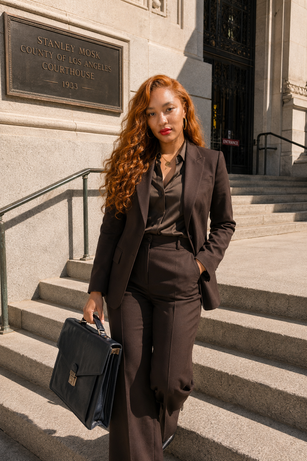 Attorney portrait on courthouse steps